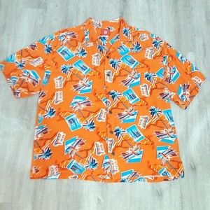 NFL Superbowl XLI Shirt Mens Large Orange Button Up 2007 Colts Bears Hawaiian